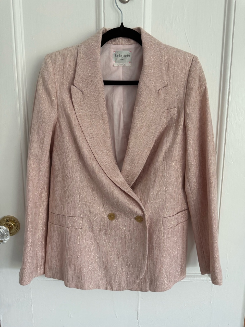 Forte Forte Blush Pink Double-Breasted Blazer